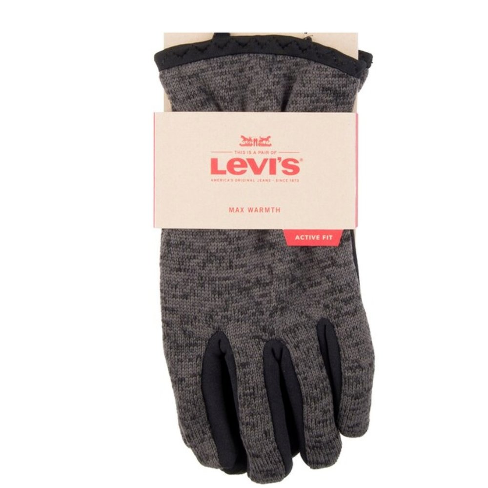 Men's Levi's Mixed Media Touchscreen Stretch Gloves Dark Grey